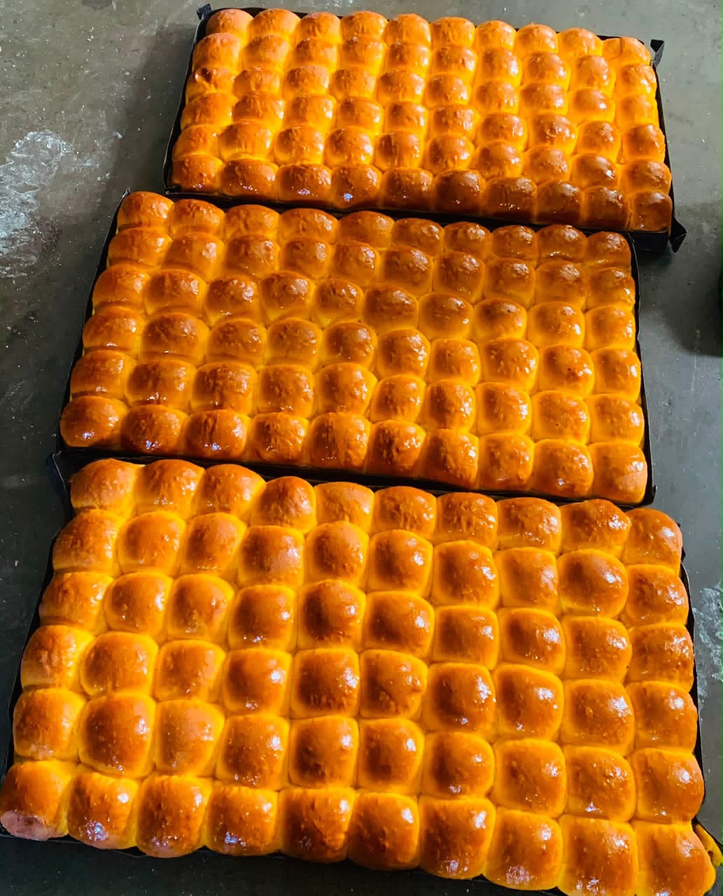 Fresh trays of Golden Tasty sweet buns